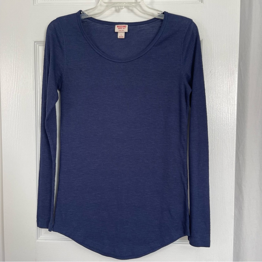 Long Sleeve Blue Layering Top Lightweight Cozy Clean Comfy Classic Layering
